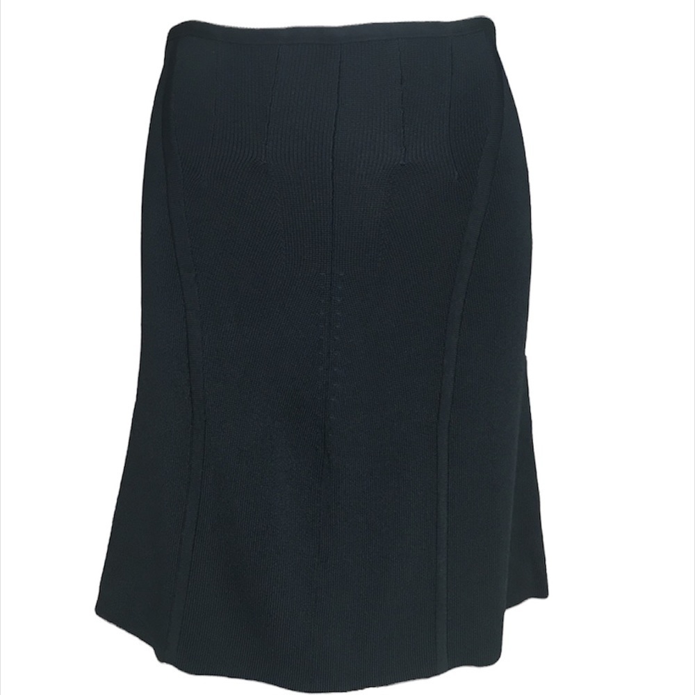 Alexander Wang Skirt Pencil Black Knit Fluted Hem Small 28” Waist